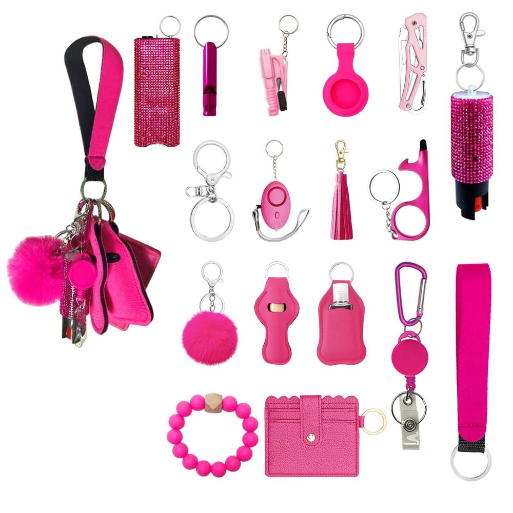 6403 Wristlet Keychain Set with Wallet Card Holder, Bottle Opener, Car